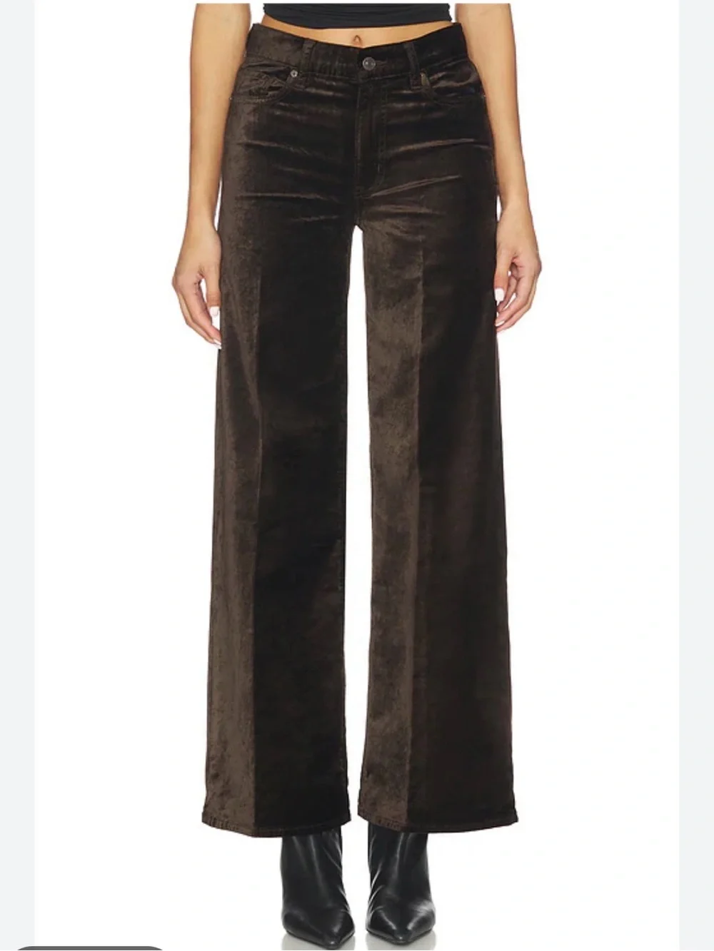 Frame Le Slim Palazzo Pant in Dark Clove Velvet Size 28 - Picture 2 of 14
